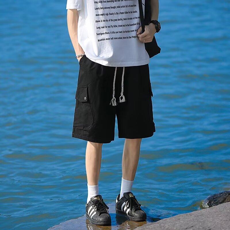 5分男工装美式短裤潮牌宽松男生ins夏季直筒五分裤休闲裤子