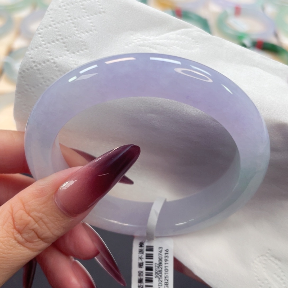 未镶嵌手镯翡翠7号56糯冰紫罗兰美丽动人