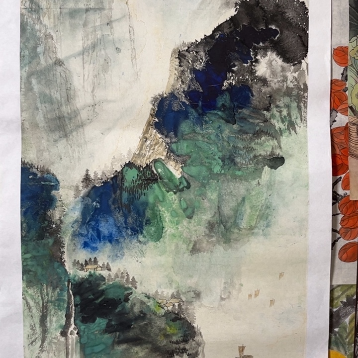 竖款大鱼书画艺术作品