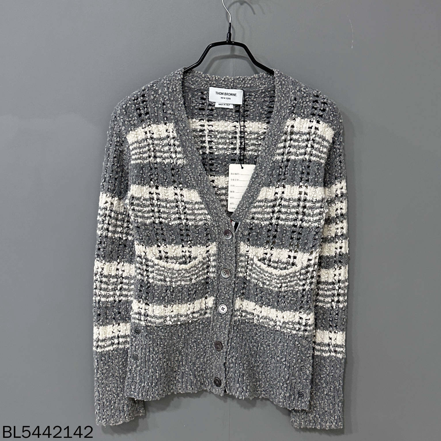 99新 THOMBROWNE 粗编织条纹开衫/40码/42142