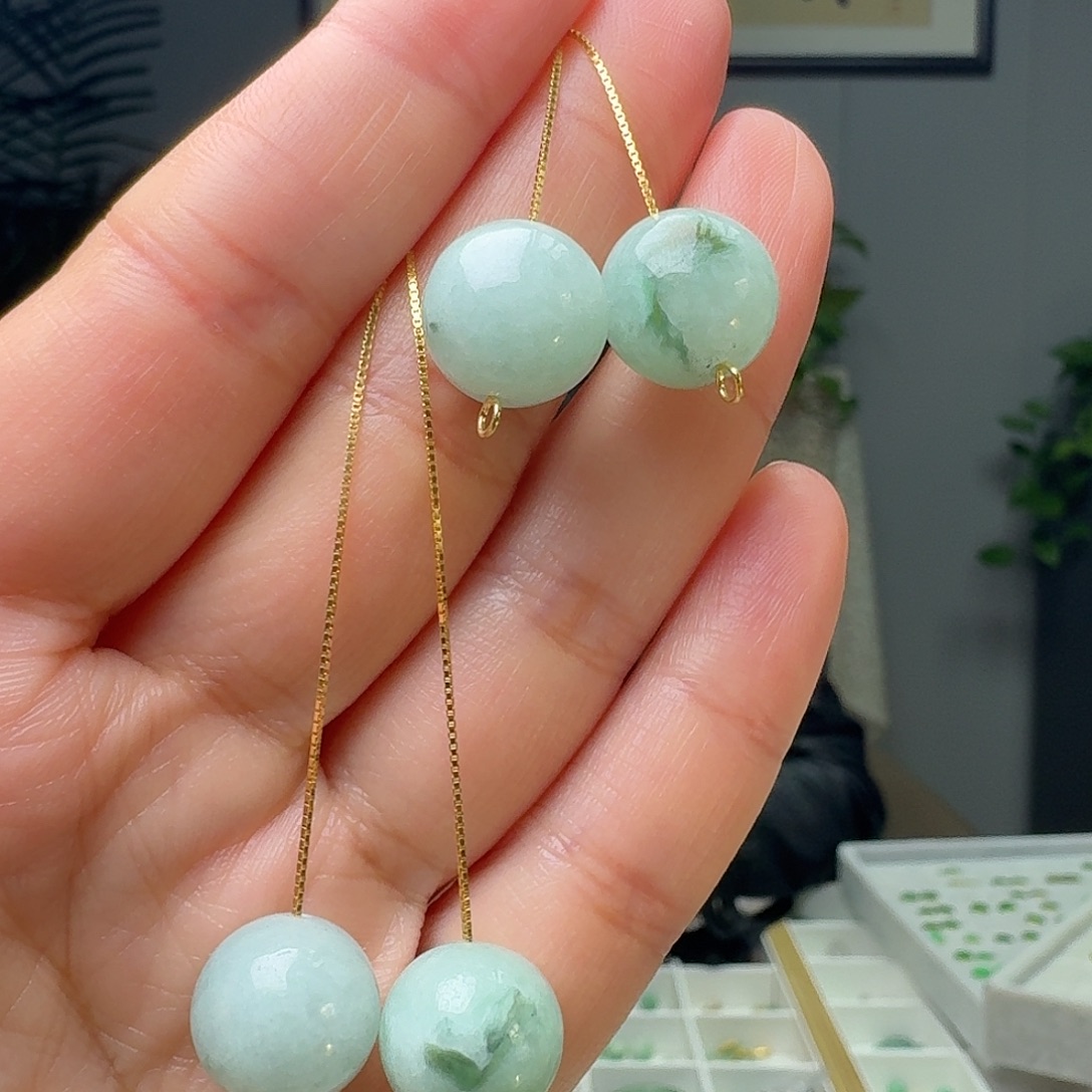 翡翠银S925镶嵌耳饰多样性发货其一