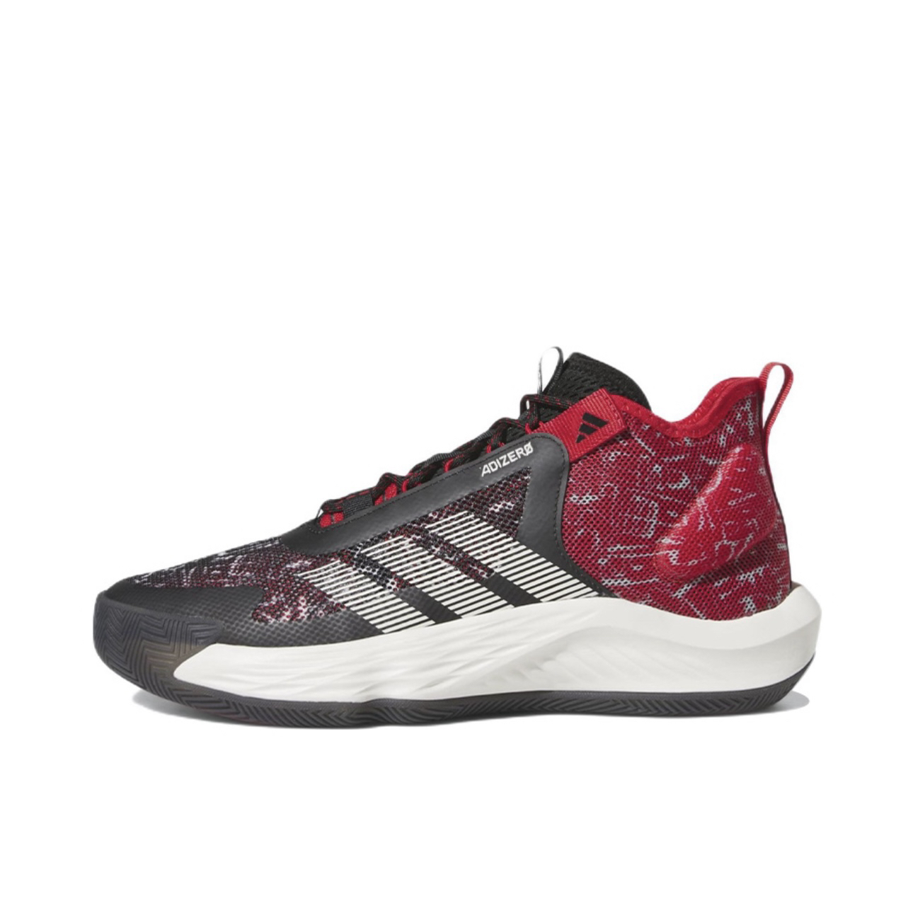 adidas 舒适潮流防滑耐磨轻便中帮篮球鞋男女同款 黑白红IF2164