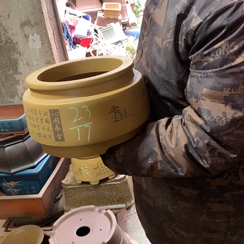 紫砂花盆手工制作