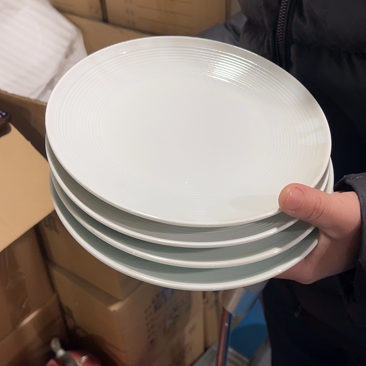 瓷片青白瓷八英寸圈圈盘四个，微瑕包邮