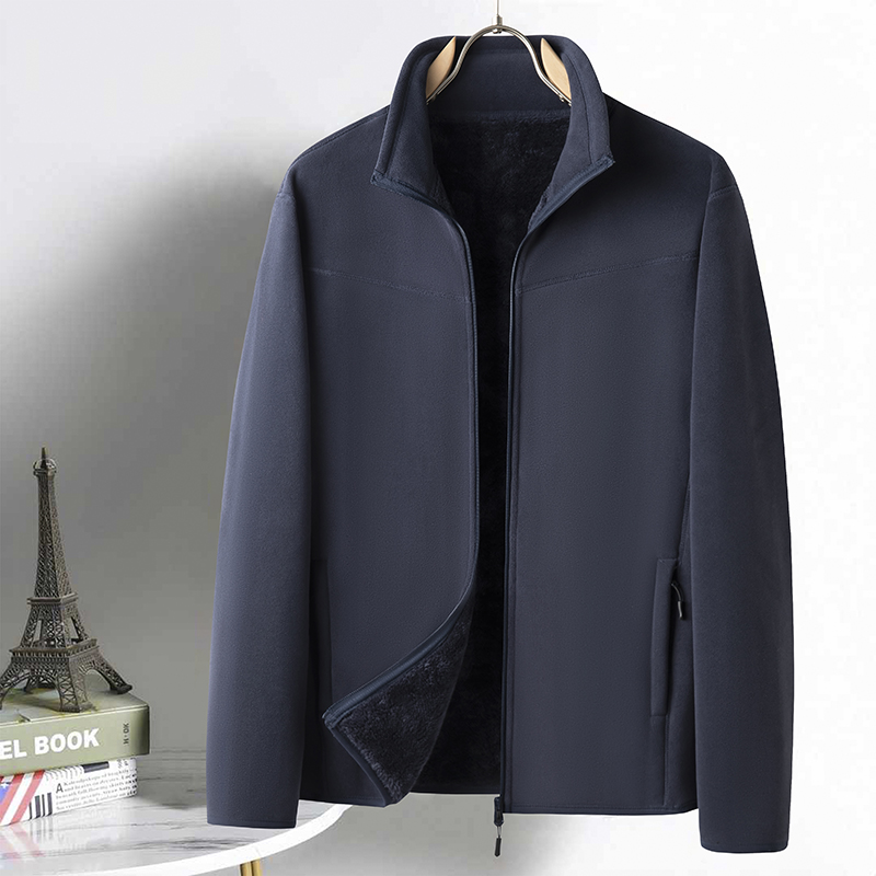 男士秋冬季奥粒绒加绒加厚保暖立领抓绒衣户外休闲运动外套羊羔绒