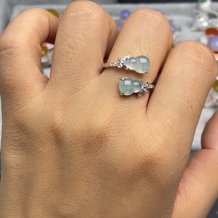 翡翠戒指银S925镶嵌戒指