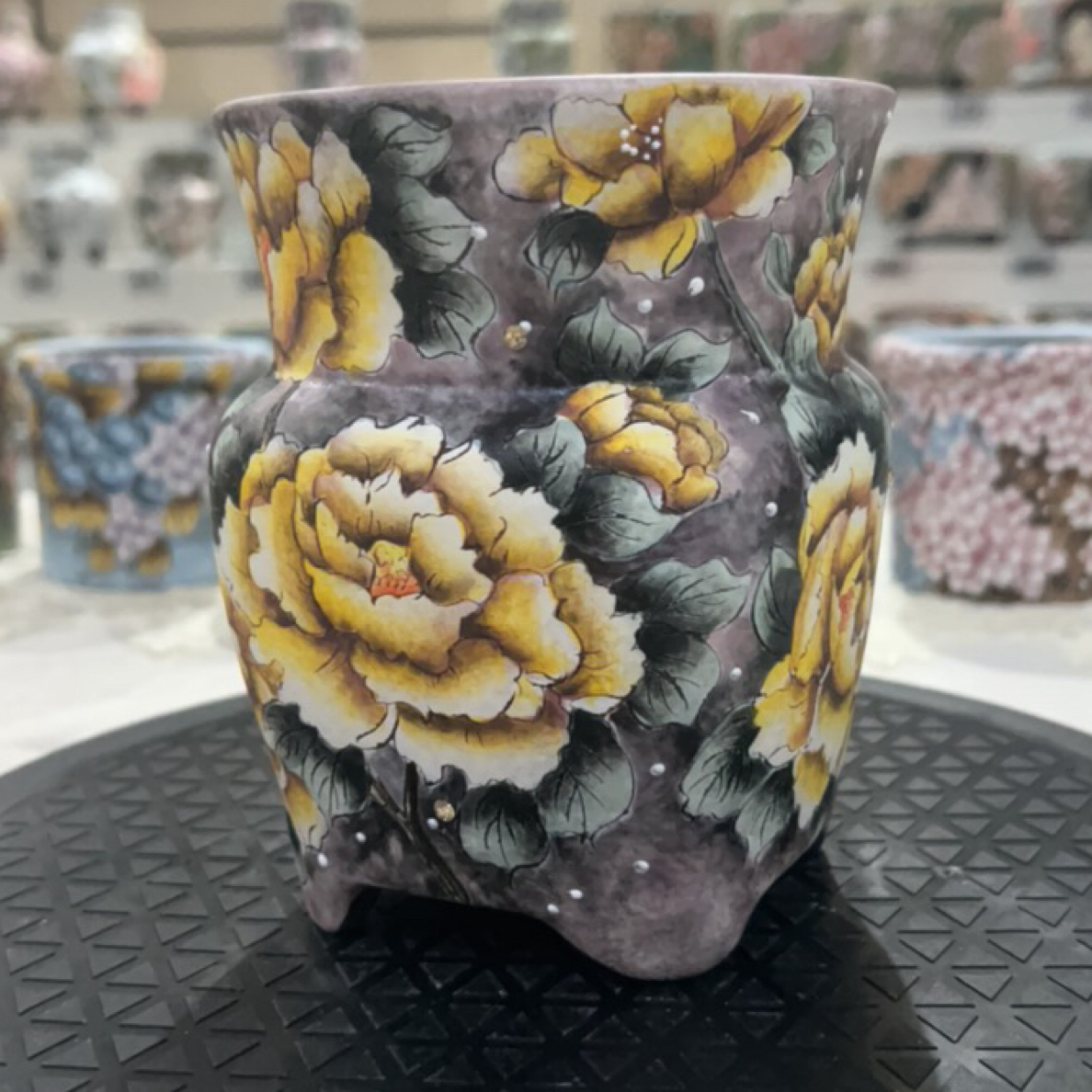 精品手绘陶瓷花盆口11.5高15.5