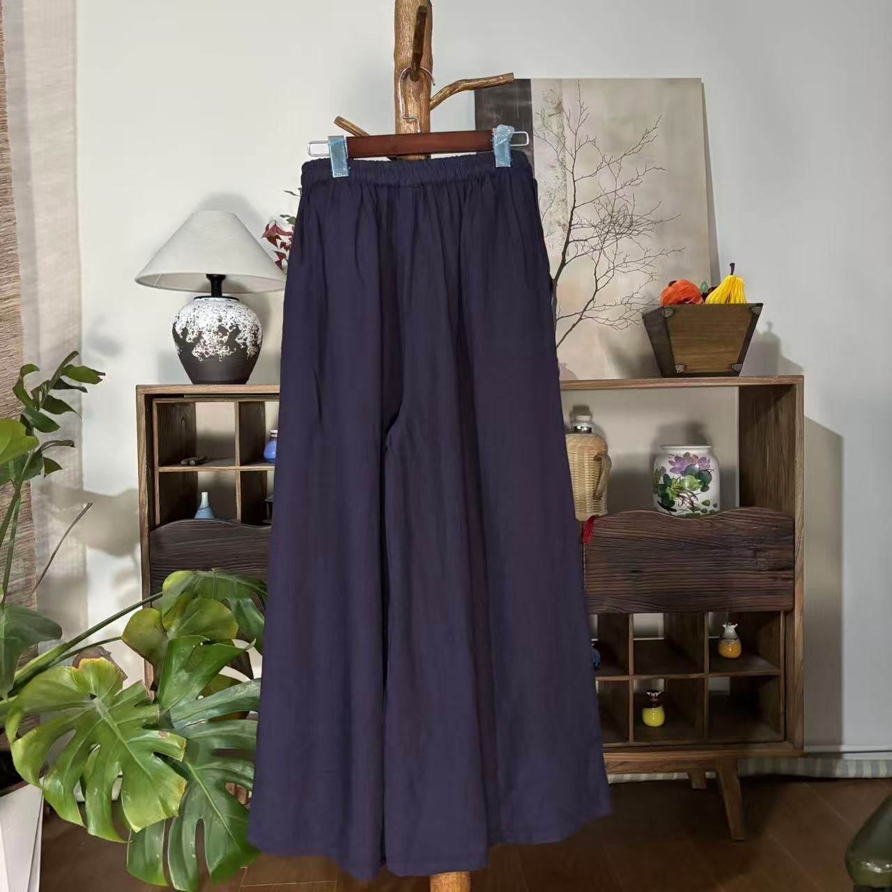 【大梅子推荐】设计款亚麻阔腿裤H6693B