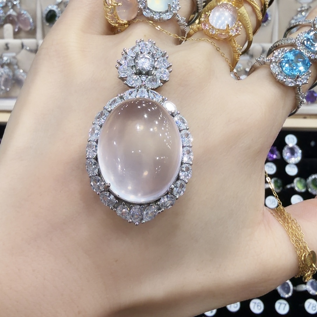 睡***⋆银S925镶嵌芙蓉石颈饰