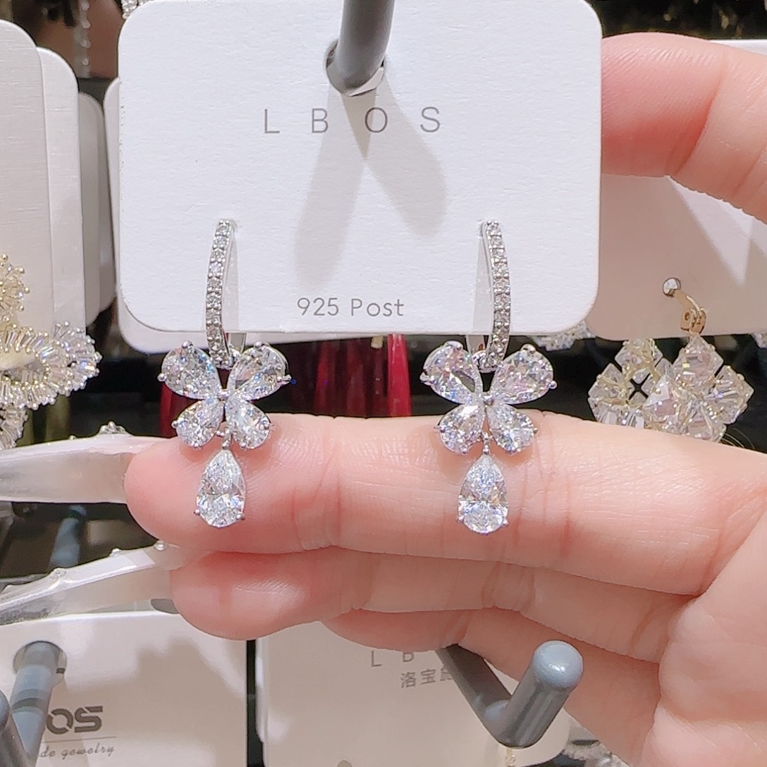 铜合金锆石925银耳环