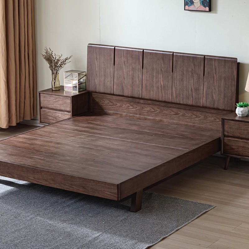 【VIP】实木床专属链接黑胡桃木床主卧硬靠北欧简约现代悬浮原木床