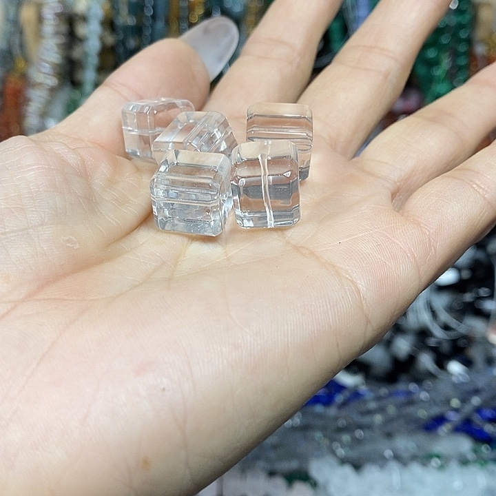 玛瑙/玉髓未镶嵌珠宝半成品天然白水晶方糖卡12mm（1个）