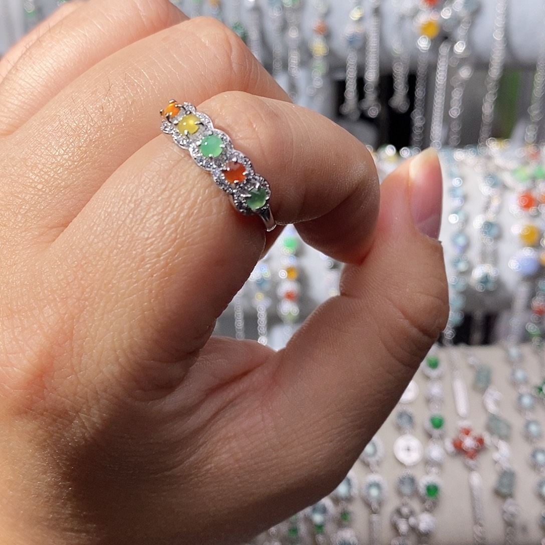 翡翠银S925镶嵌戒指