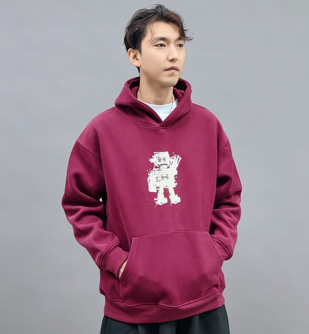 IDV复古宽松男士卫衣加厚印花秋季男连帽运动加绒情侣装XZ
