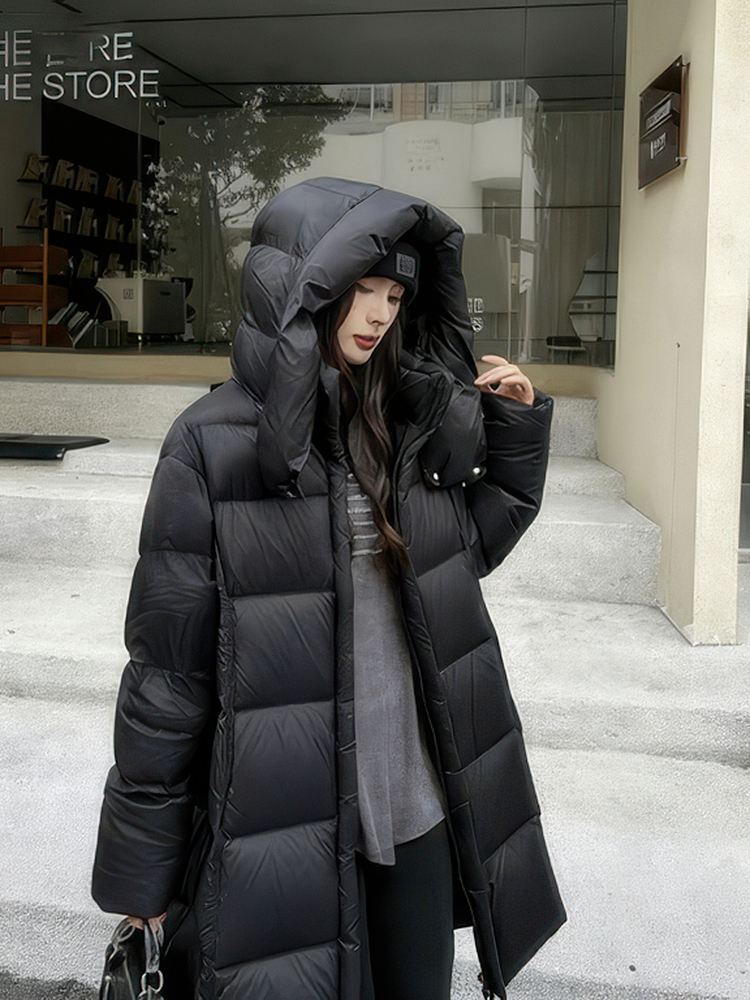 【现货+运费险】90绒新款长款泡芙羽绒服女厚款连帽氛围感羽绒服