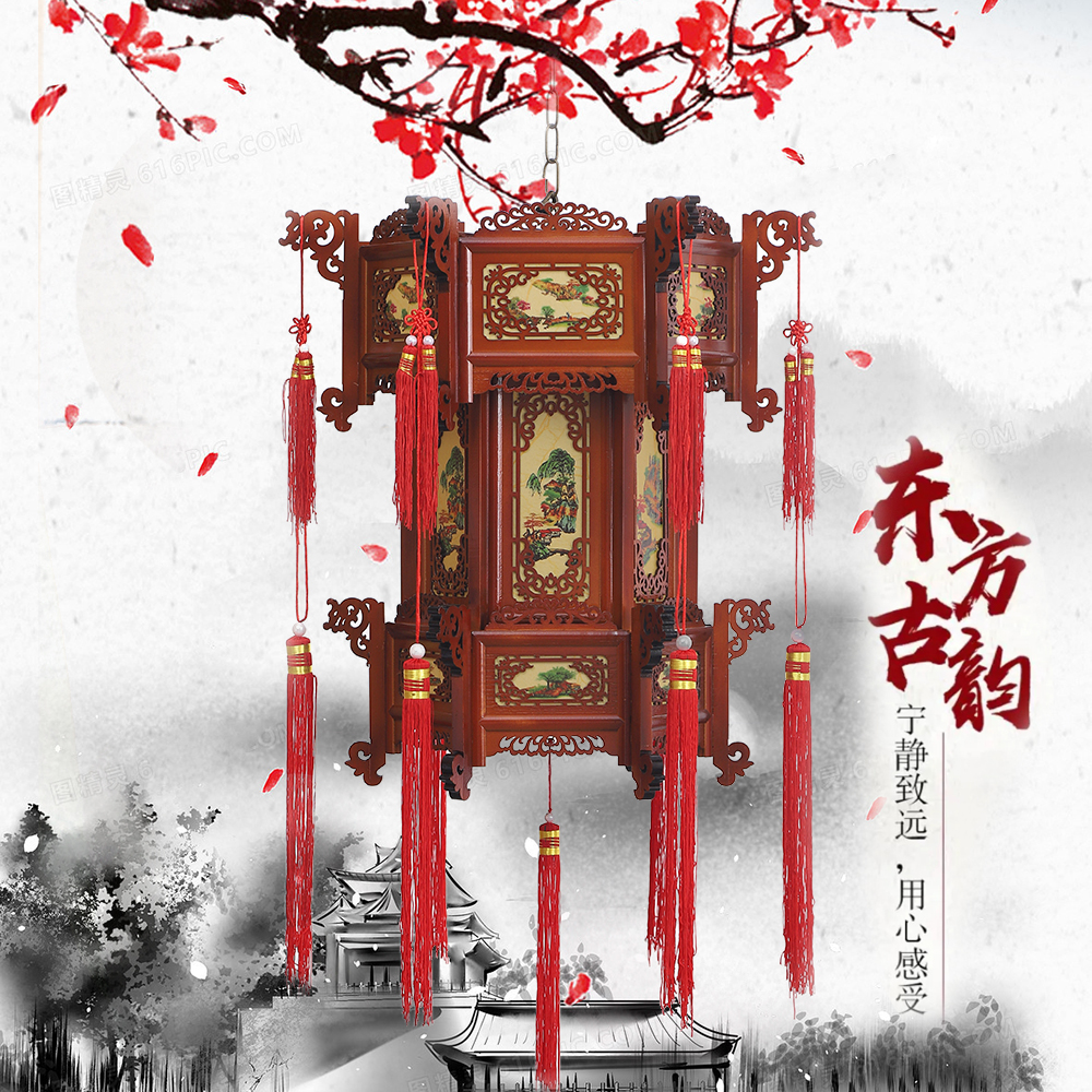 六角宫灯大红灯笼中国风户外庭院阳台大门口吊灯户外古挂饰