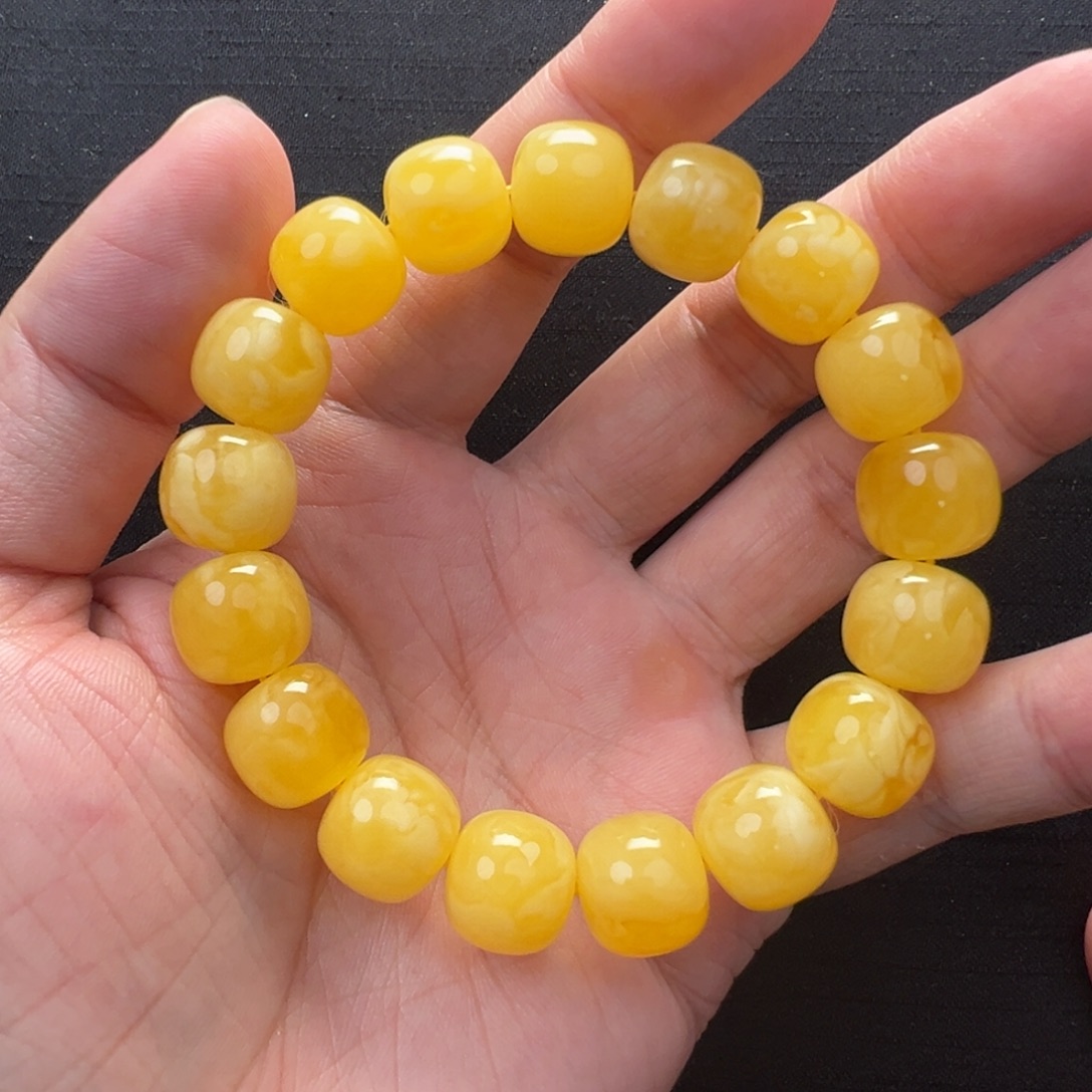 裸石琥珀未镶嵌焦皮橘妖同料手串12mm