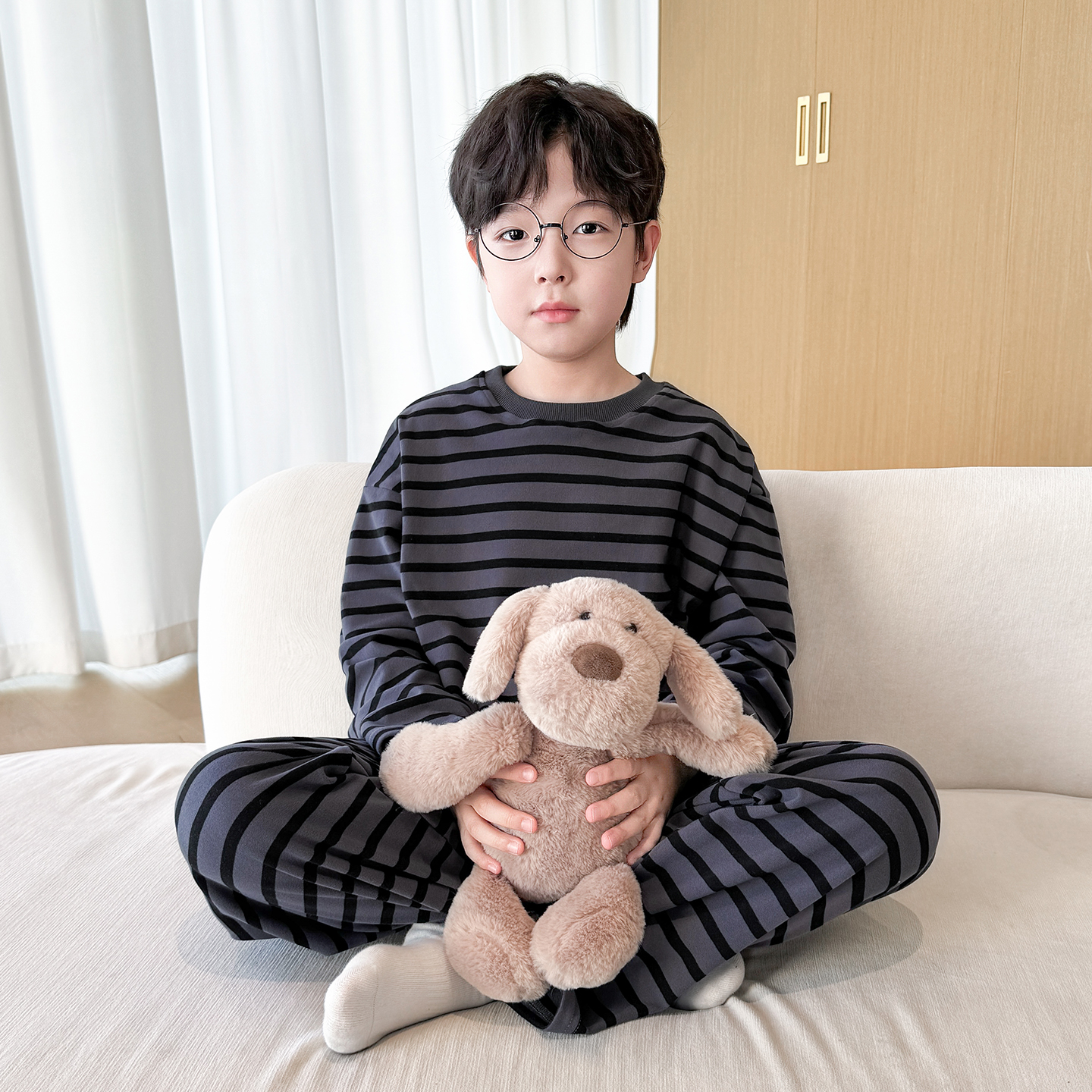 男童睡衣春秋2025新款男大童可外穿长袖家居服青少年保暖德绒套装