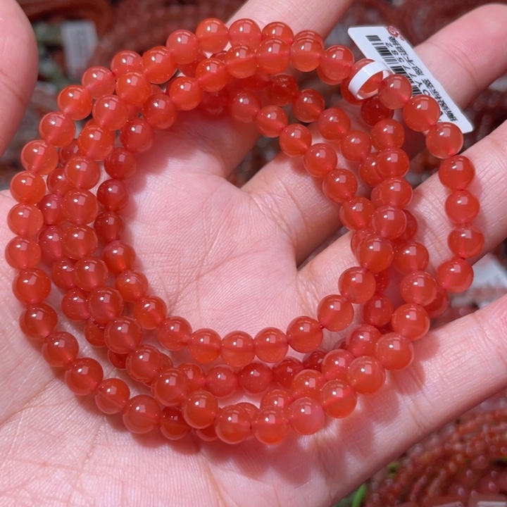 南红玛瑙未镶嵌冰红多圈5.4m+0430