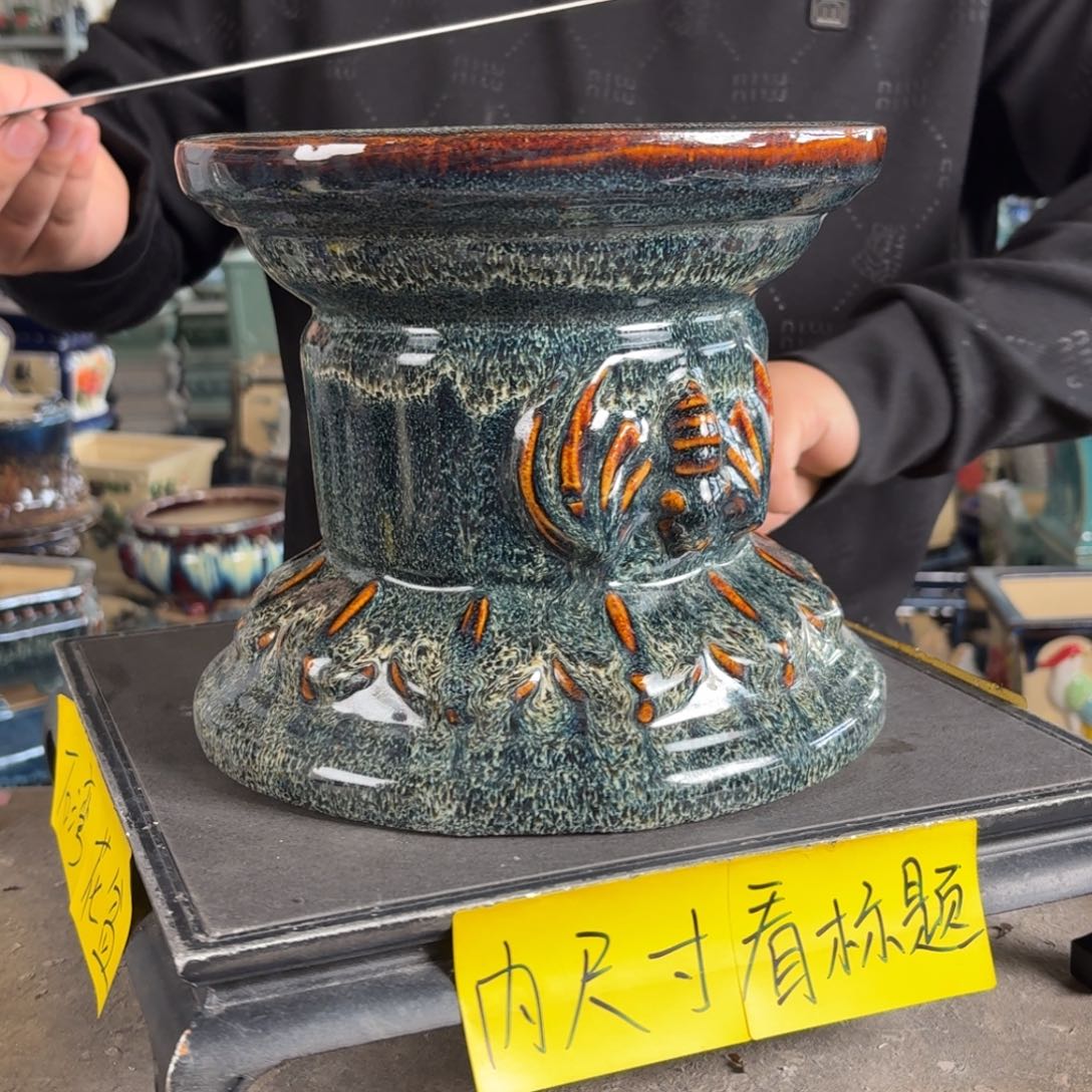 。一风堂石湾花盆 打磨痕迹 面宽22高20