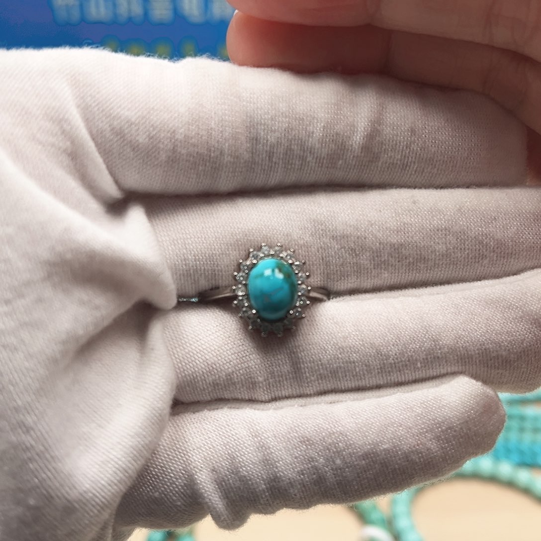绿松石戒指银S925镶嵌