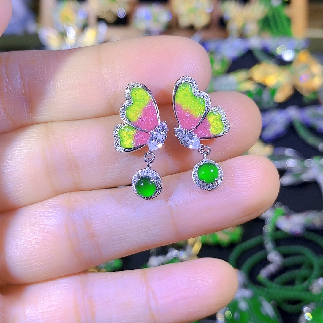 吊坠(不含链)银S925镶嵌翡翠