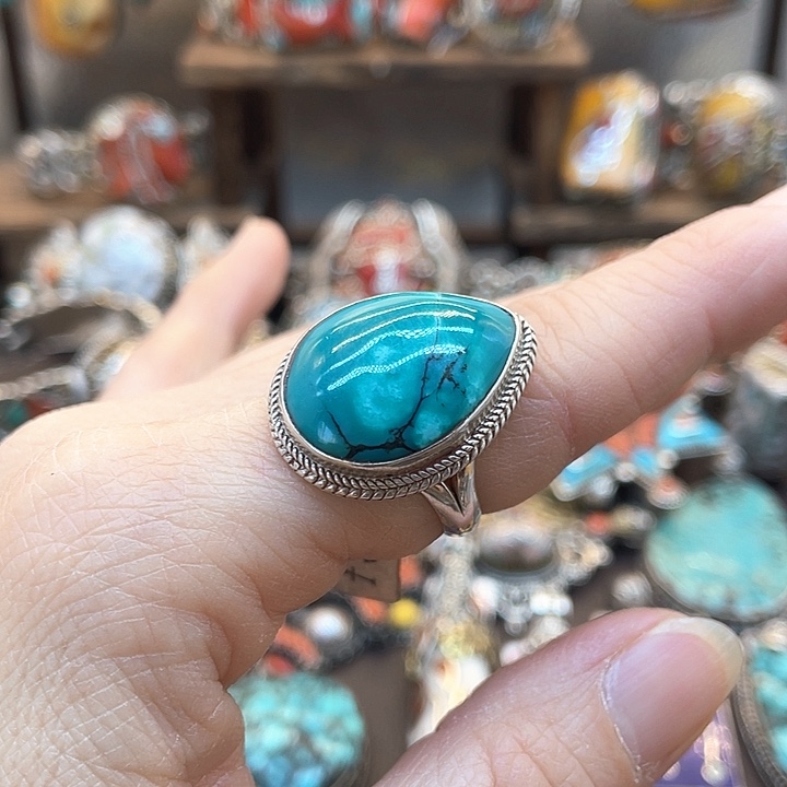 银S925镶嵌绿松石戒指