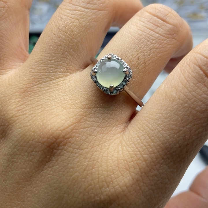 翡翠戒指银S925镶嵌戒指