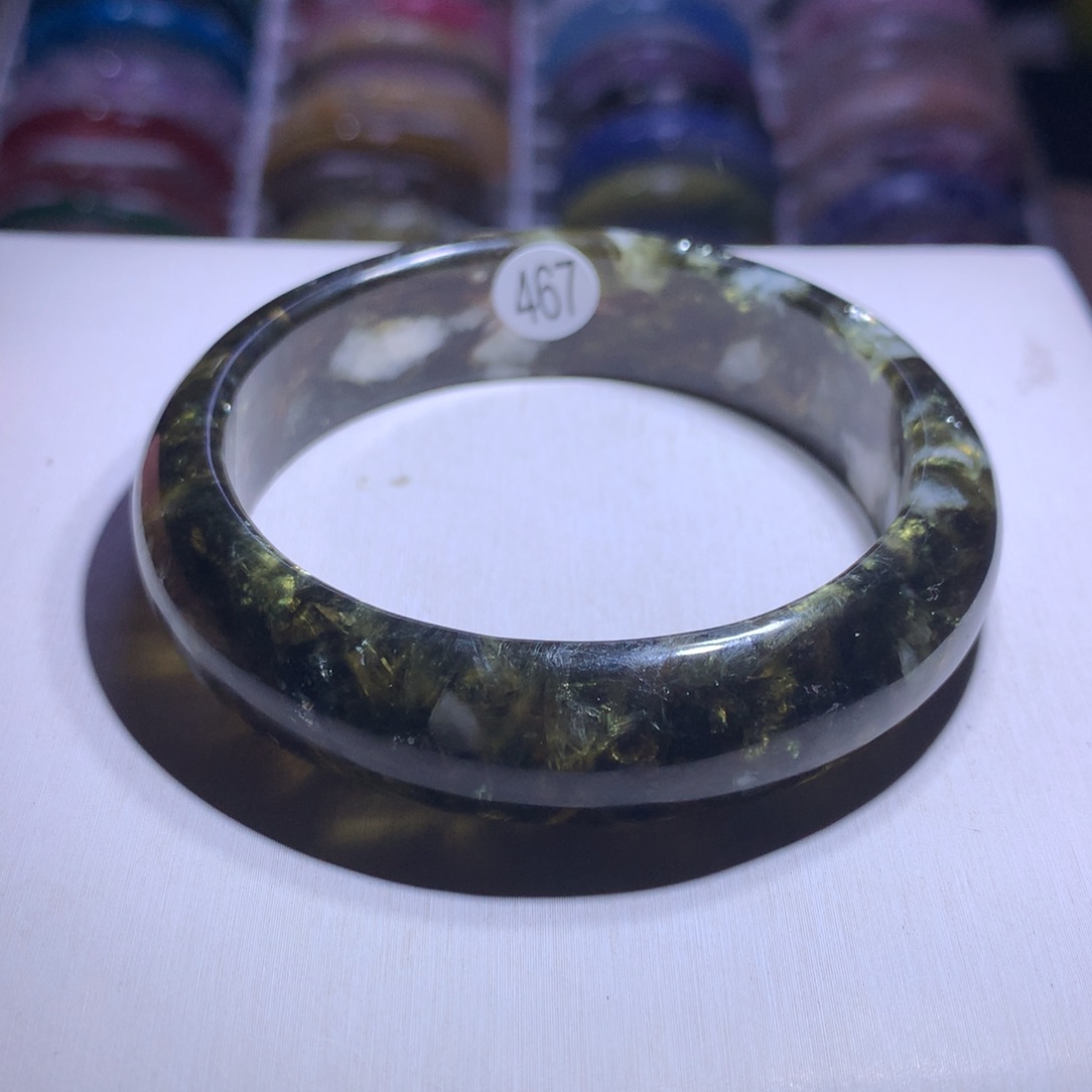 手镯银S925镶嵌水晶绿祖母56.2圈467