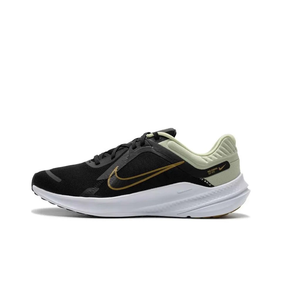 Nike Quest 5拼色圆头系带低帮橡胶休闲跑步鞋男款黑色DD0204-301