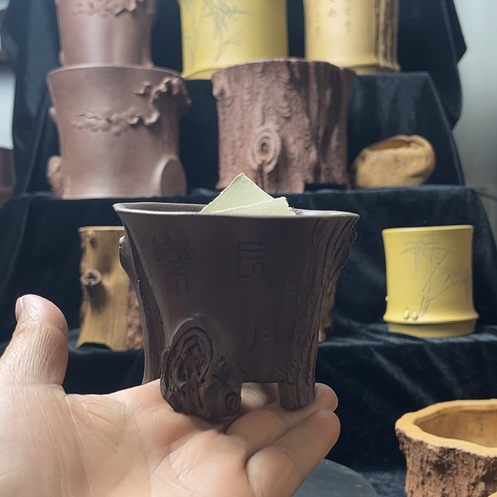泥塑全手工制作树桩花盆