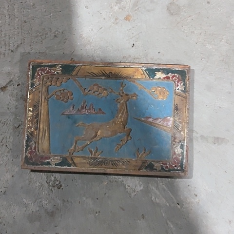 风车木（黑檀木）老木雕老人物花板