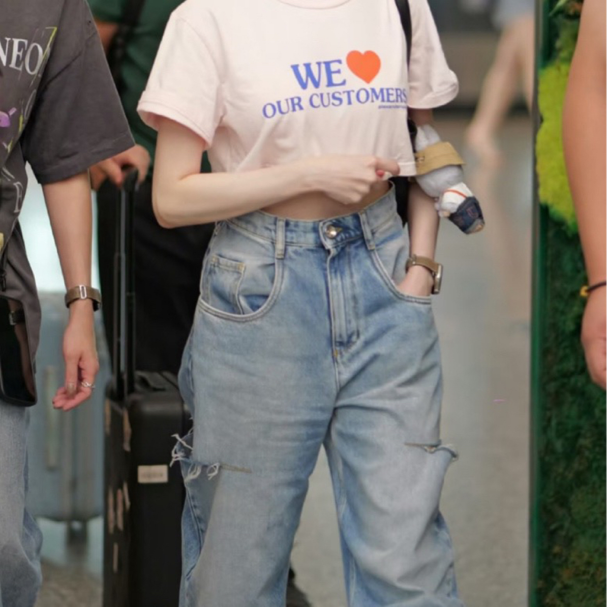 未使用 Maison Margiela/梅森马吉拉 刀割割裂高腰阔腿牛仔裤