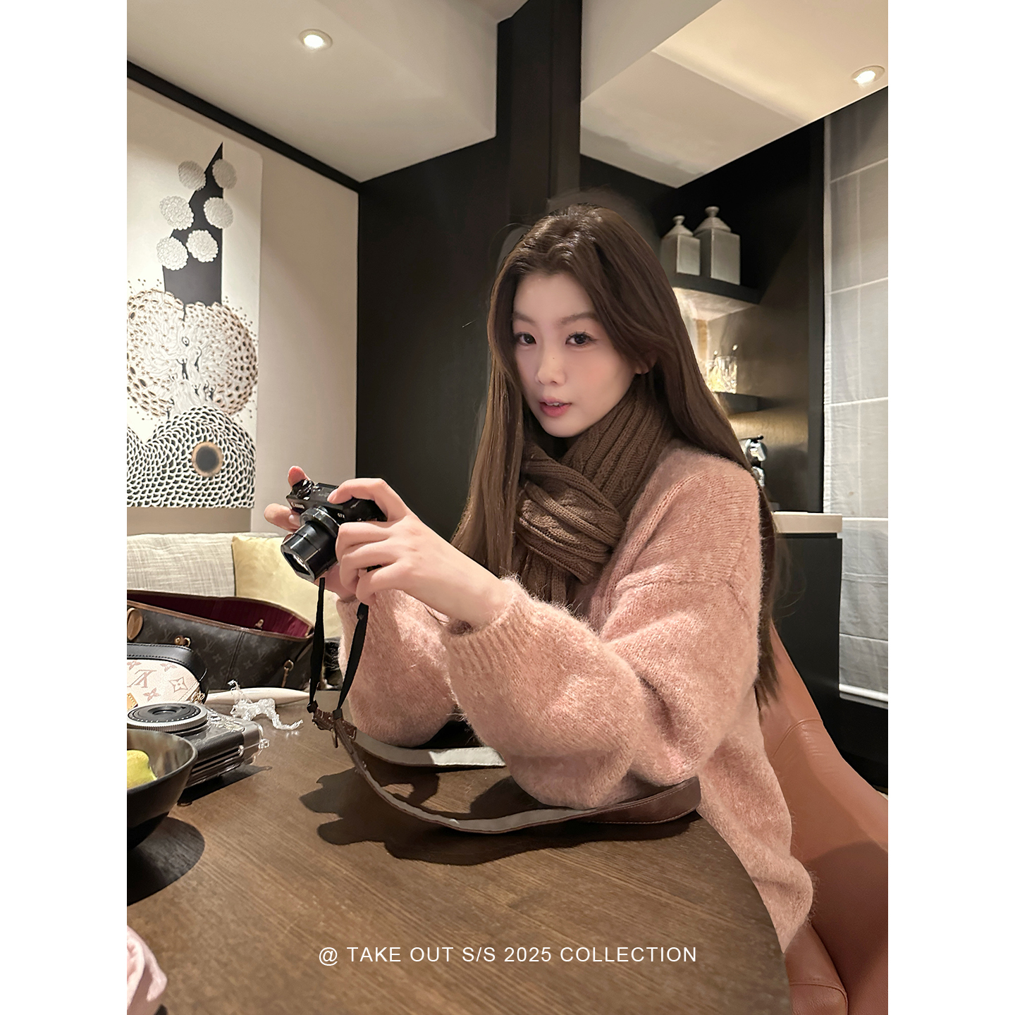 外卖到了 韩系软糯毛衣蓝色宽松感慵懒风针织衫女WM5PZS15