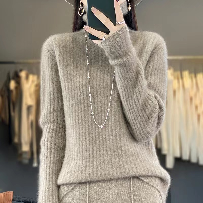 一线成衣加厚抽条堆堆领长袖100羊毛NS808