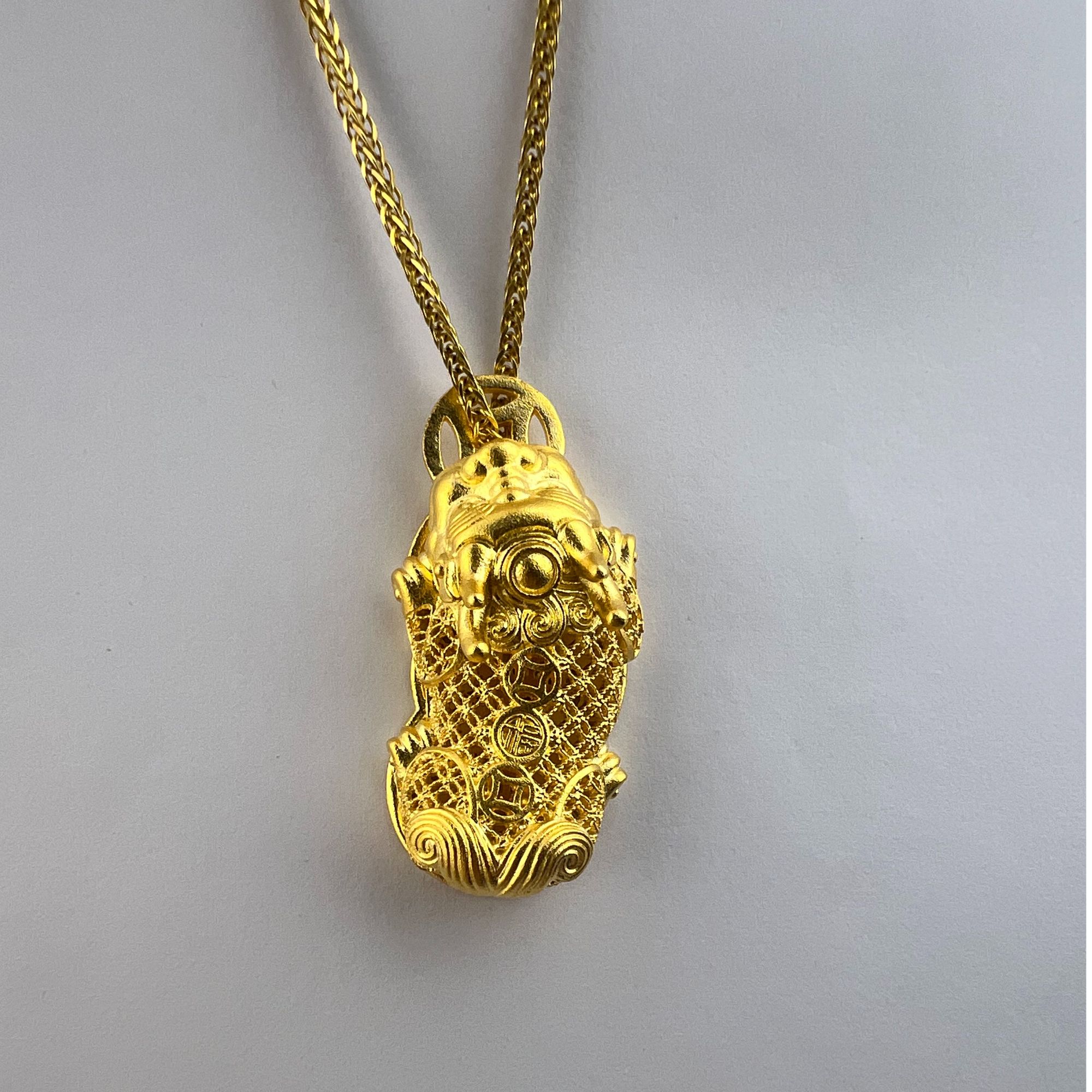 吊坠足银 铜钱金色手工貔貅吊坠项链饰品坠链挂坠古法（单吊坠）