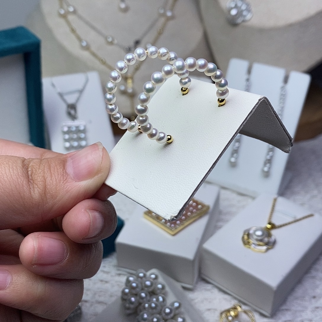 耳饰银S925镶嵌淡水珍珠