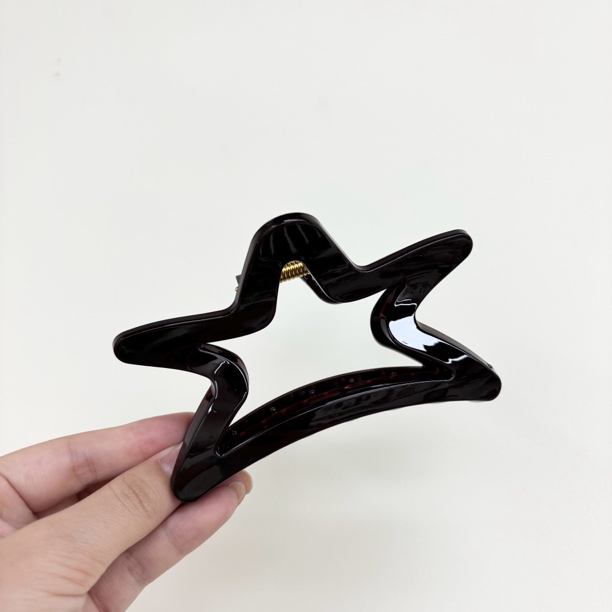 L446夕洛五角星巧克力11cm原创设计抓夹时尚百搭简约气质头饰发饰