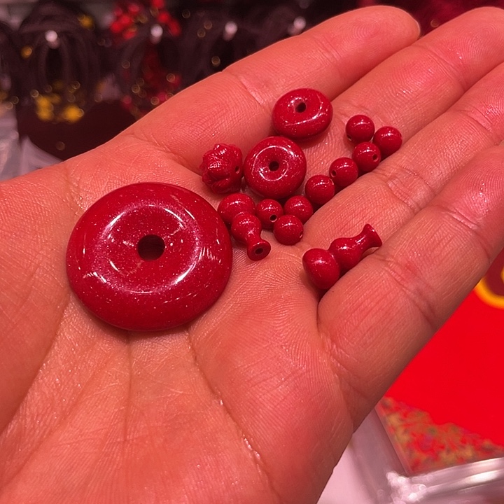 天然辰砂红晶砂平安扣吊坠