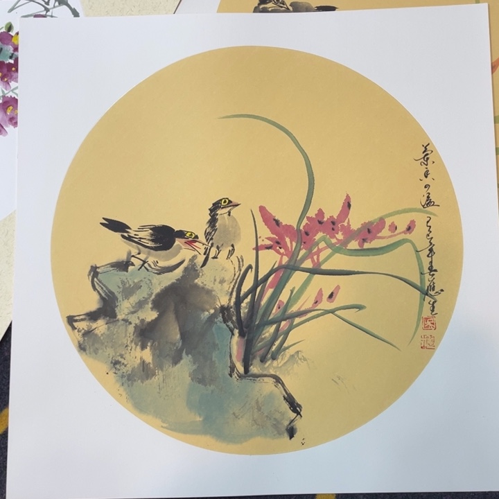 国画a****?兰花卡纸作品