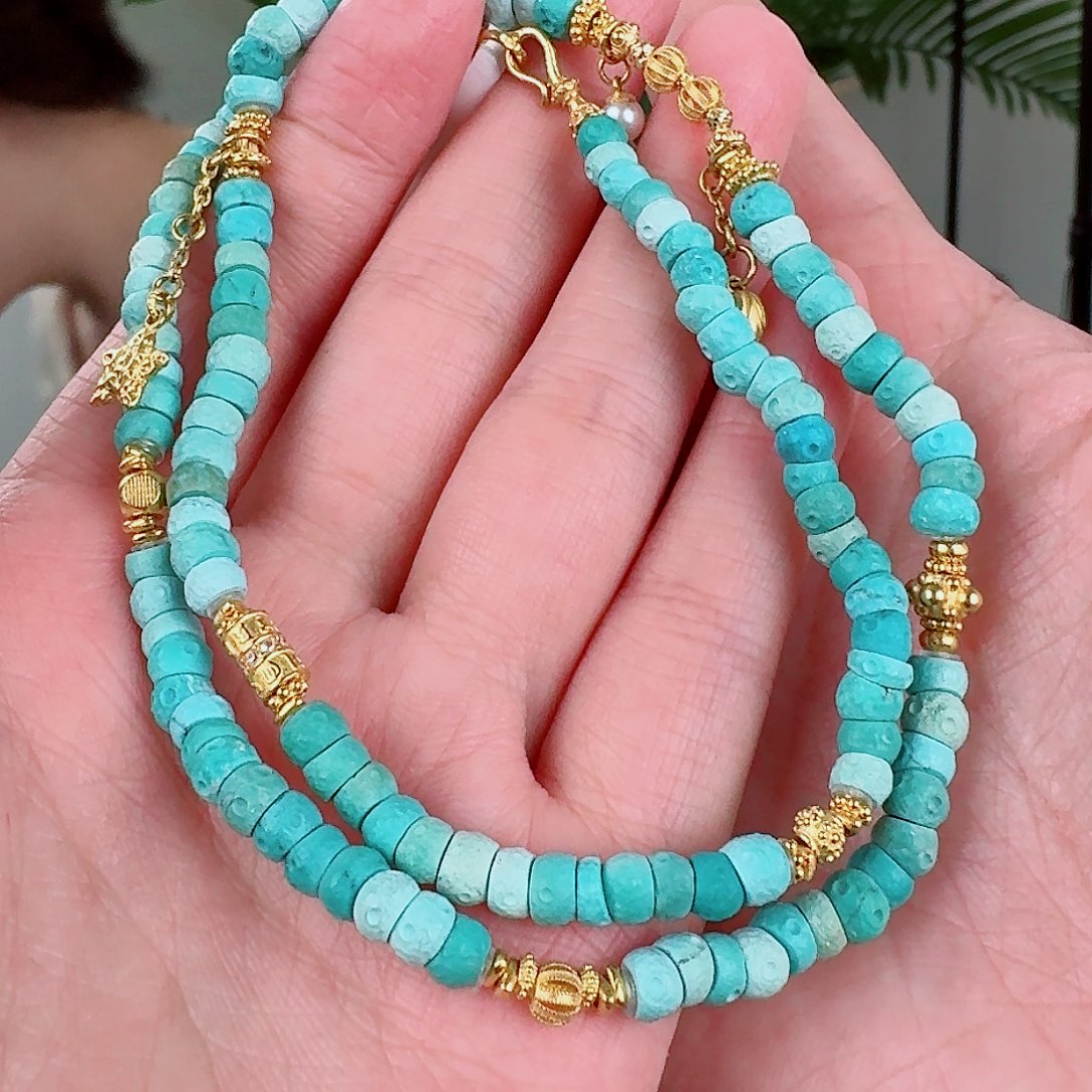 18K金镶嵌绿松石珠宝奇石