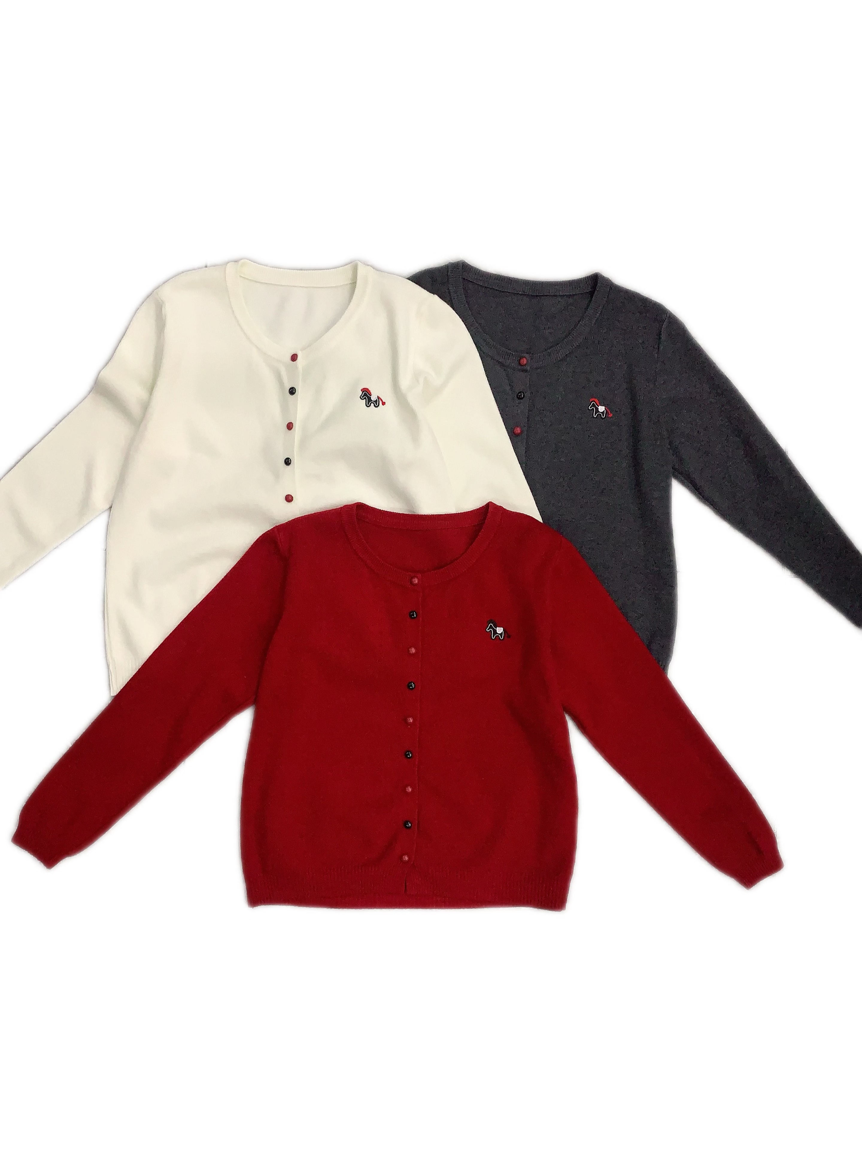 彩扣小马针织开衫