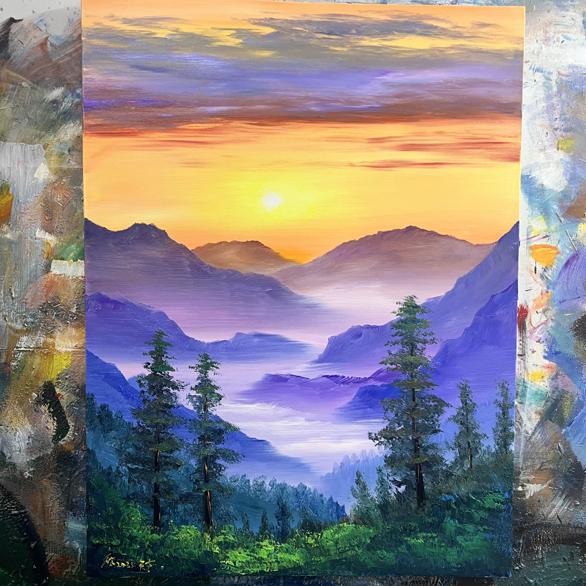 大好河山挂画现代装饰画不含内框尺寸90.120