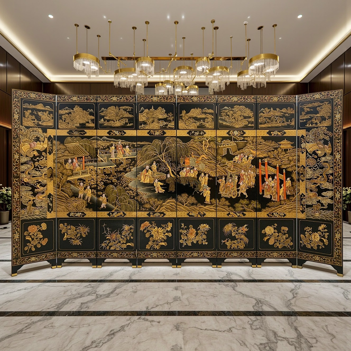 TS338紫气东来屏风高220*宽50cm*8片