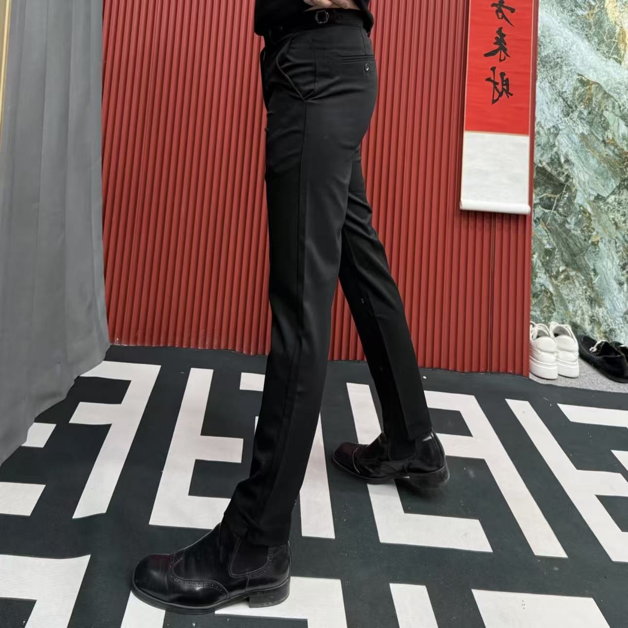 66647<豪绅专属链接>秋冬款欧货商务轻奢休闲裤男士简约