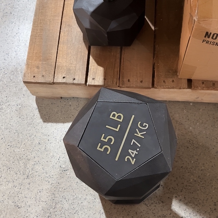 全新多边形实心铁24.7公斤哑铃一对
