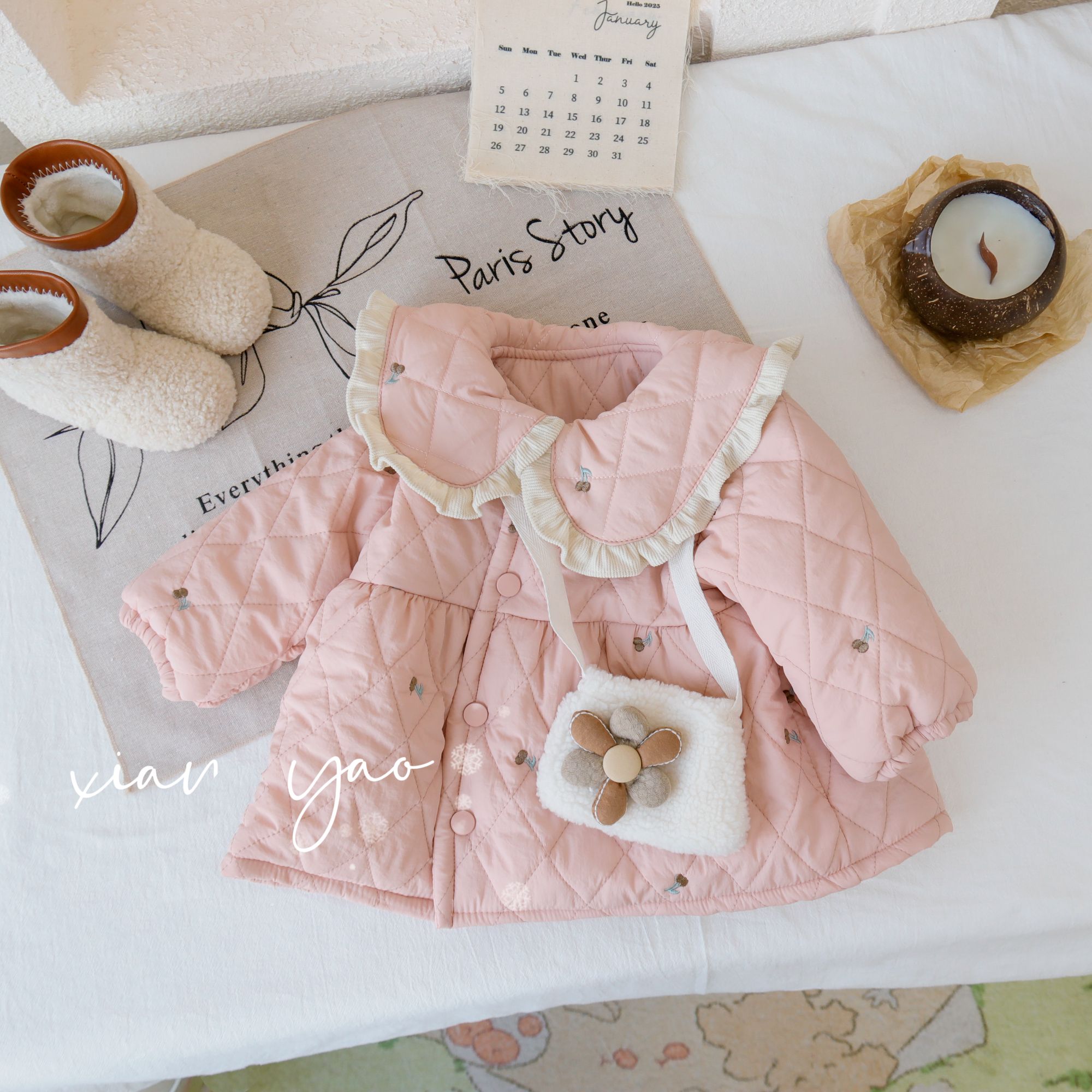 【小樱桃】大翻领花朵包棉女童棉服新款洋气上衣保暖棉服ZS-J-D504