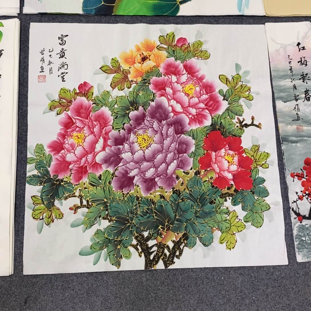 国画平**然尺寸70✖️70精品斗方手绘画