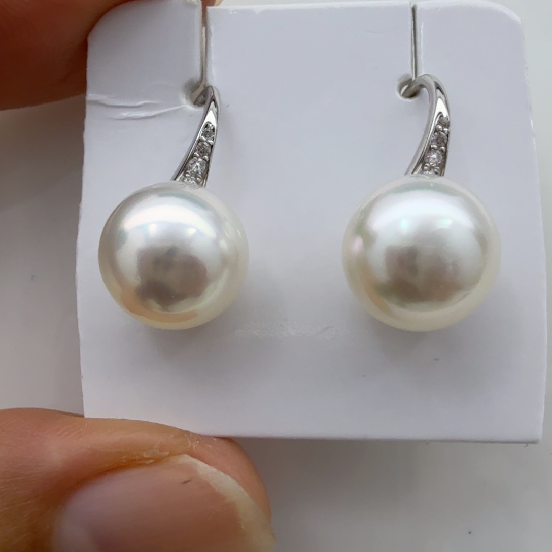耳饰银S925镶嵌海水珍珠