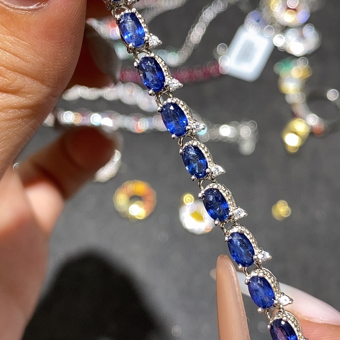 手链银S925镶嵌蓝宝石